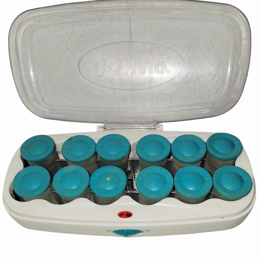 Conair Xtreme Big Curls 12 Jumbo Hot Rollers Set w Lid Tested Working - Picture 8 of 8